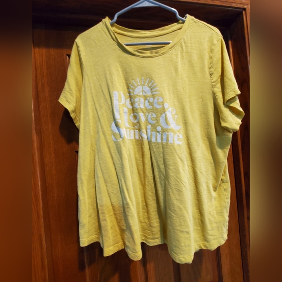 Old Navy Tops - Old Navy, Women's size XL, Tee, Peace Love & Sunshine, Perfect Shape, Yellow